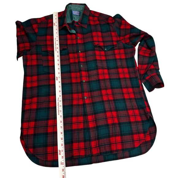 Vintage Pendleton Wool Shirt Size 17  Long Sleeve Button Up Plaid Board FLAW - Picture 9 of 15